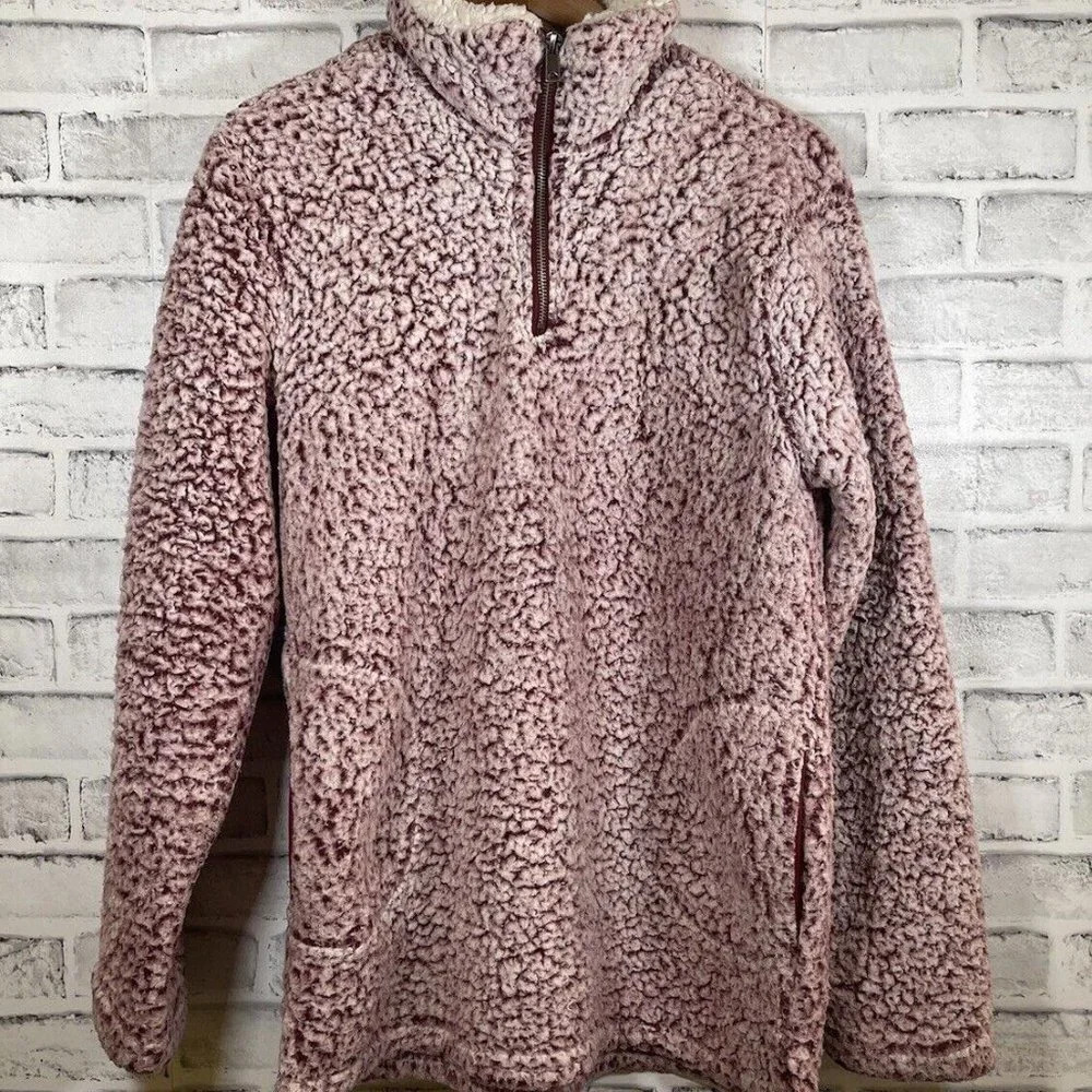 Women’s Love Tree Pink Fleece Sherpa 1/4 Zip Pullover Medium - Picture 2 of 5